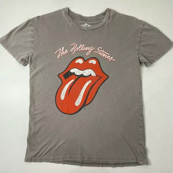 the Rolling Stones Tops - Rolling Stones Tongue Logo Band Tee Gray Vintage Style Graphic T-Shirt L